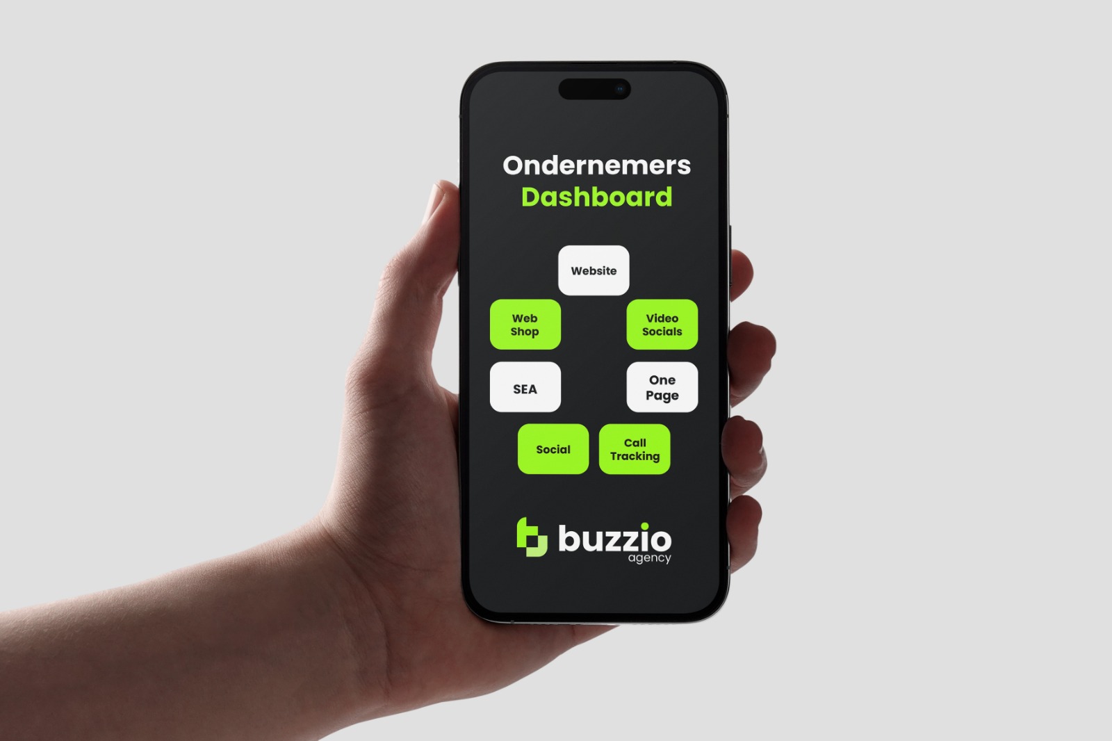 Buzzio Ondernemers Dashboard op iPhone